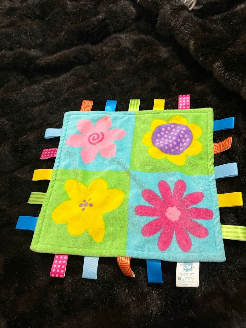 Taggies Four Colorful Flowers Soft Baby Security Blanket Lovey 12"